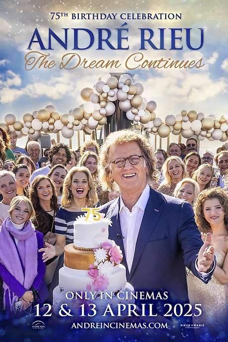 André Rieu invites audiences to celebrate his 75th birthday with a special cinema event. Join the King of the Waltz and his Johann Strauss Orchestra as they embark on a boat party through his hometown of Maastricht. This film is a tribute to his lifelong dream of forming an orchestra and touring the world, featuring a selection of his favorite global performances and cherished moments from their decades together. Many of the concerts showcased have never been seen on the big screen before, offering a unique opportunity to experience André Rieu’s iconic music.